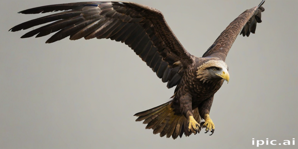 Majestic Eagle Soaring Gracefully Through the Clear Blue Sky Above.
