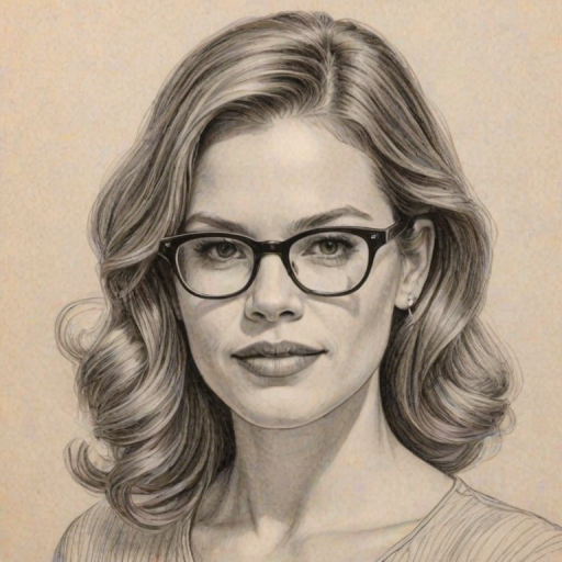 Magnificent Bethany Joy Lenz, pencil sketch, portrait of Pleasing woman 1952s in glasses, hair style beatnik, outline, clear lines, fine lines, 8k