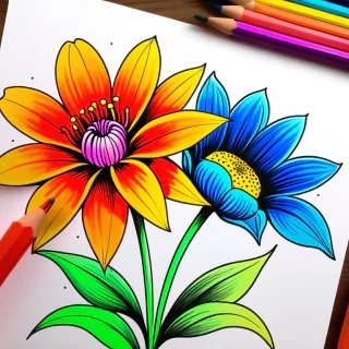 drawings of flowers in color