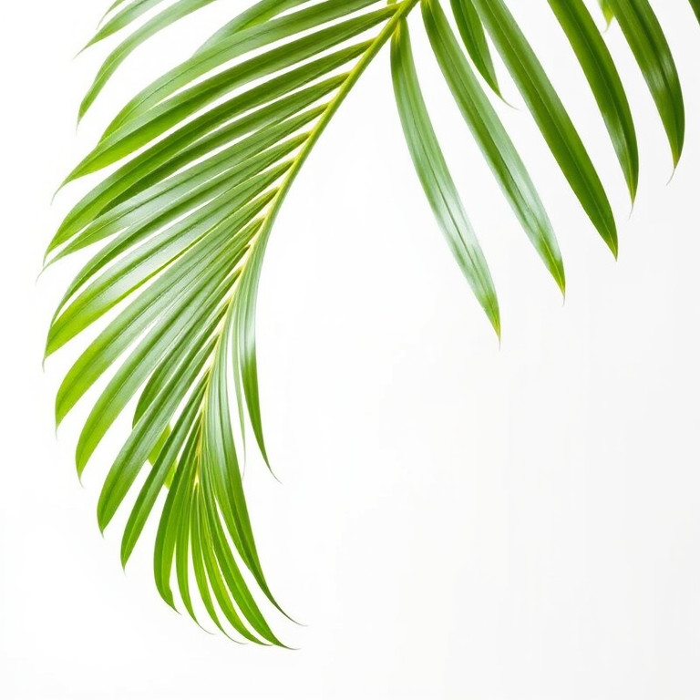 regenerate an image of a single green palm leaf against a white background