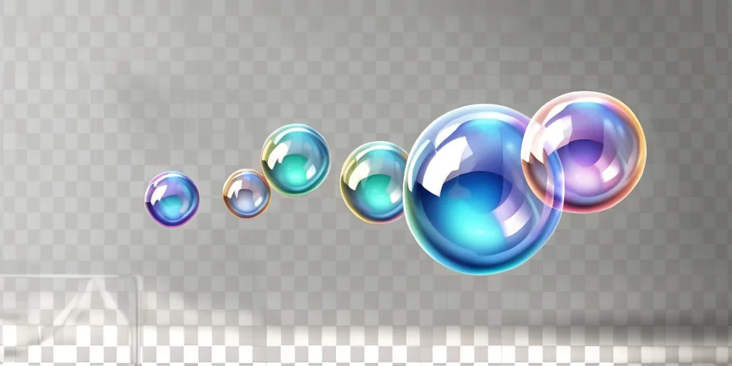 Colorful Soap Bubbles Floating Gracefully Against a Soft, Transparent ...