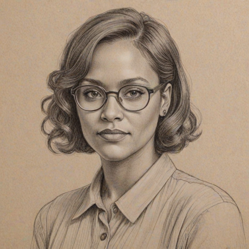 Beauteous Chad L. Coleman, pencil sketch, portrait of Delightful woman 1933s in glasses, hair style beatnik, outline, clear lines, fine lines, 8k