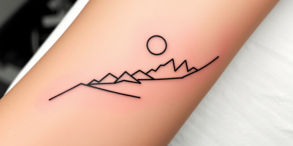 Minimalist line art tattoo creating a complex image or scene using a single, continuous line, showcasing the beauty of simplicity and negative space in a contemporary style