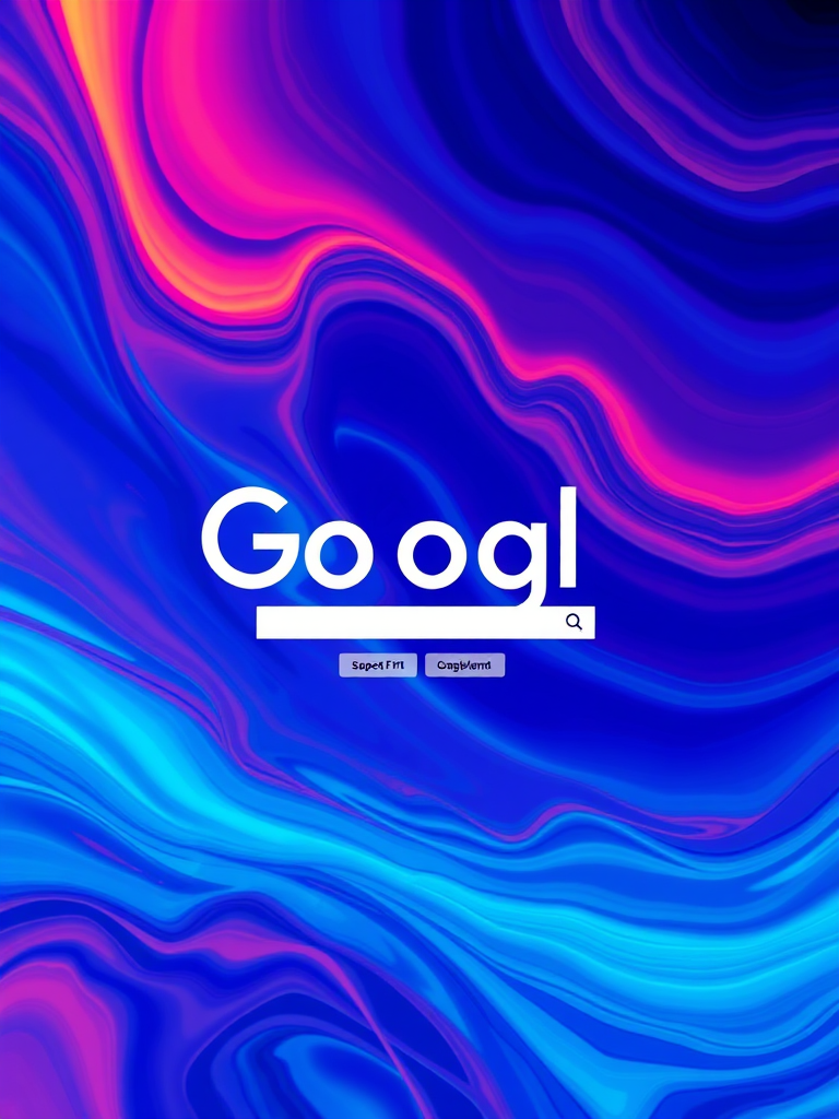 Create a high-resolution digital illustration of the Google homepage with a clean design, using a wide-angle lens effect at f/8 aperture, 24mm focal length, 1/60s shutter speed, and soft lighting to enhance clarity and vibrancy.