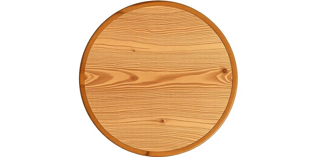 regenerate an illustration of a round wooden table with textured surface and detailed edges, using a high-resolution camera with an aperture of f/2.8, ISO 200, and a shutter speed of 1/125s, from a top-down view, in a minimalist style with natural lighting