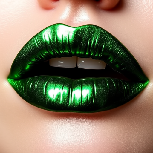 Metallic emerald green lips with a high-shine finish, "Enchanted Forest" boasts a daring and avant-garde color with a smooth, reflective surface