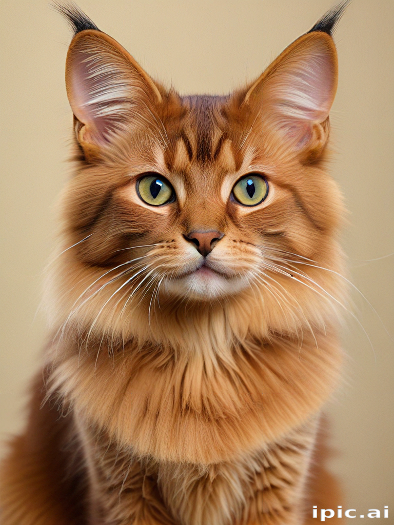 A Majestic Maine Coon Cat with Striking Green Eyes and Fluffy Fur