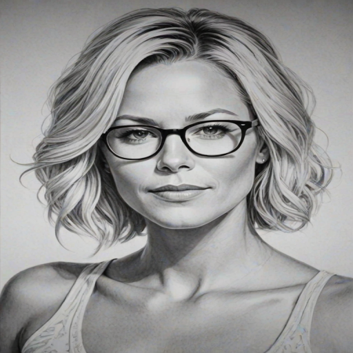 Dazzling Brittany Daniel, pencil sketch, portrait of Exquisite woman 1967s in glasses, hair style beatnik, outline, clear lines, fine lines, 8k