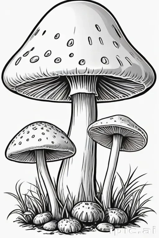 mushroom clipart black and white