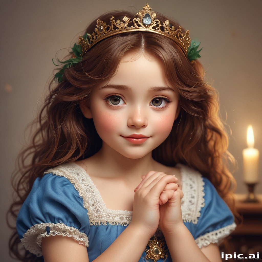A Young Princess with a Golden Crown and Hopeful Expression in a ...