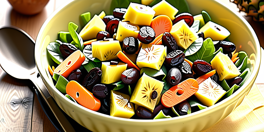raisin and carrot salad with pineapples