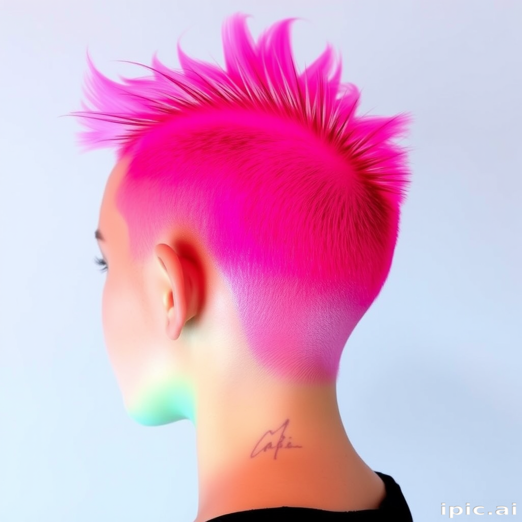 Electric neon pink asymmetrical undercut with shaved patterns, the "Cyber Punk" look merges futuristic edge with bold self-expression