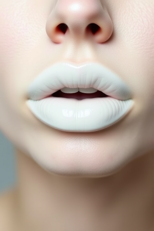 Opaque white liquid lipstick "Blank Canvas" with a satin finish, designed as a base for custom lip art and editorial looks, high-coverage and long-wearing formula