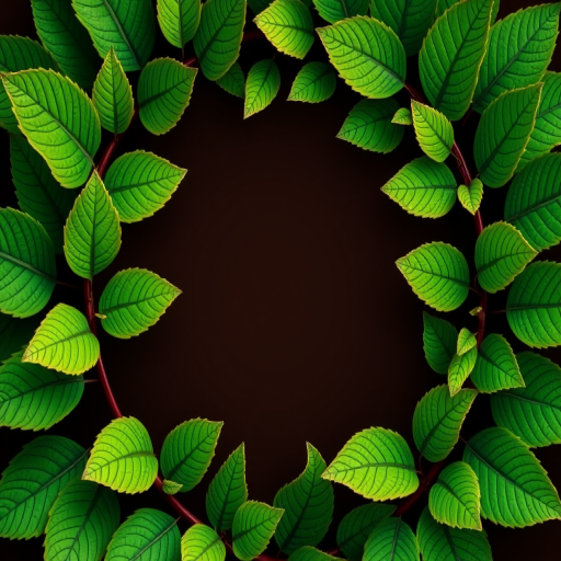 Generate an illustration of a laurel wreath composed of vibrant green leaves, focusing on detailed textures and rich colors, captured with a Canon EOS 90D, ISO 100, f/8, 1/200s, using a macro lens at a slight angle for depth.
