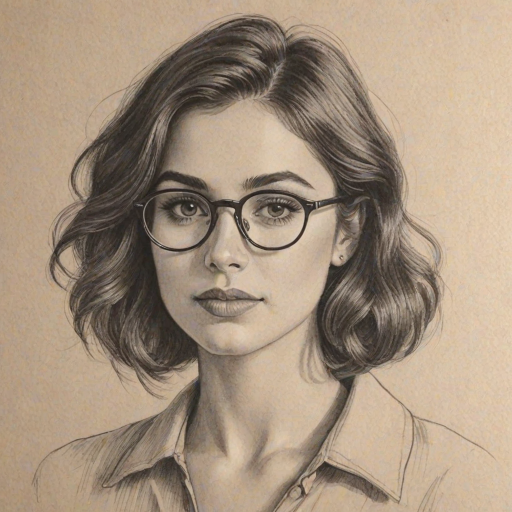 Splendid Mikaela Hoover, pencil sketch, portrait of Sublime woman 1921s in glasses, hair style beatnik, outline, clear lines, fine lines, 8k