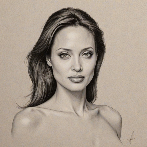 Angelina jolie minimalist. A pencil-drawn of the actress Angelina Jolie