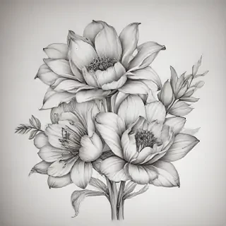pencil drawn flowers