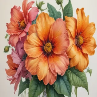 flower drawings with color
