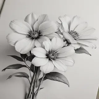 pencil drawn flowers