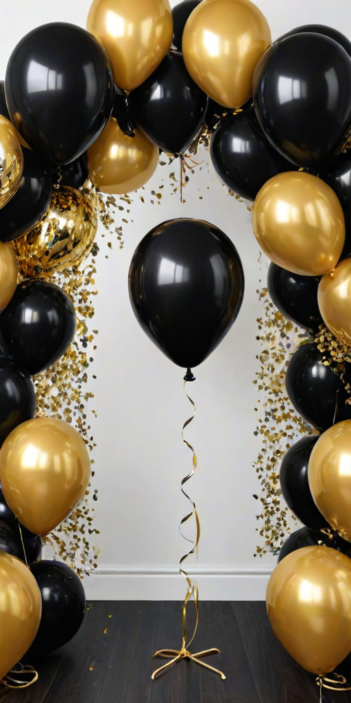 black and gold balloons png