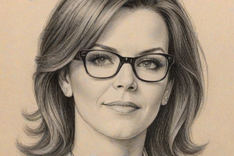 Fascinating Martina McBride, pencil sketch, portrait of Superb woman 1949s in glasses, hair style beatnik, outline, clear lines, fine lines, 8k