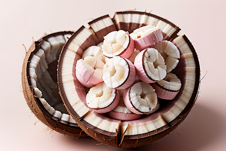 pink white and brown coconut candy