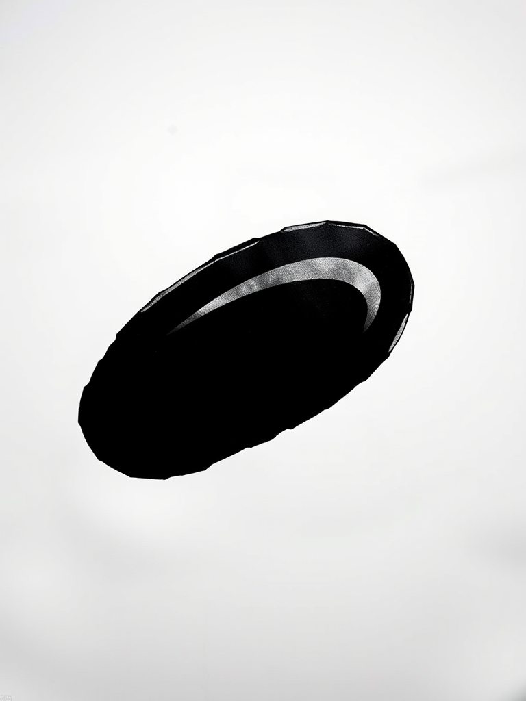 Generate a high-resolution image of an abstract black shape on a white background using a DSLR camera, aperture f/2.8, ISO 100, 50mm lens, focused view, studio lighting to enhance contrast and clarity.