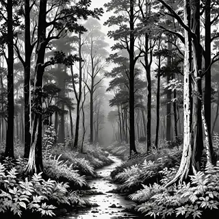 forest clipart black and white