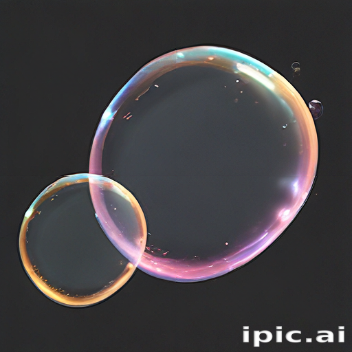 Two Colorful Soap Bubbles Floating Gracefully Against a Dark Background