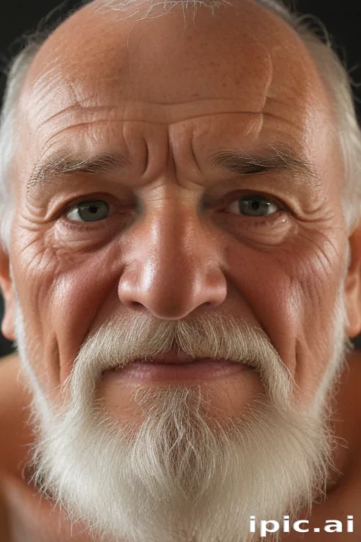 shirtless old man