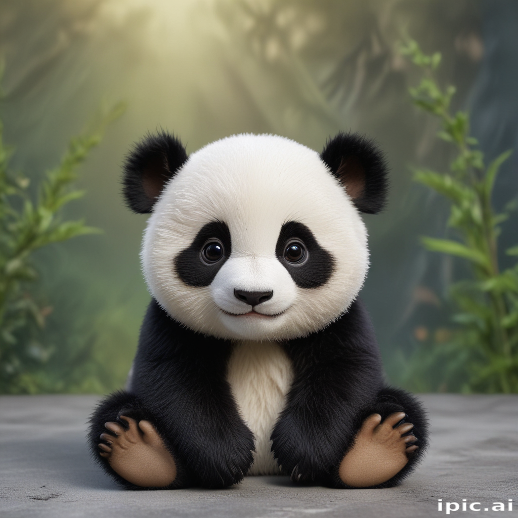 A Cute and Adorable Baby Panda Sitting in a Lush Forest Environment