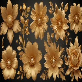 gold flowers png