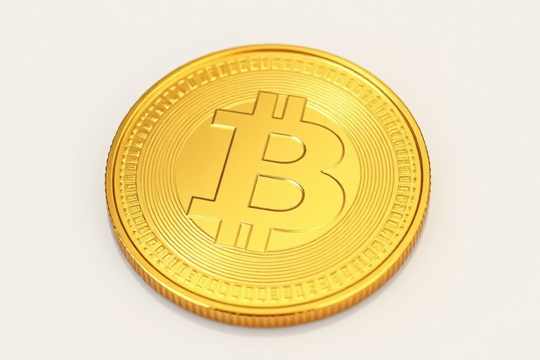 Create a detailed 3D rendering of a shiny gold coin with a smooth surface reflecting light, using a Canon EOS R5 camera with a 50mm lens, aperture set to f/2.8 for shallow depth of field, ISO 100, and a soft diffused light source for even illumination.