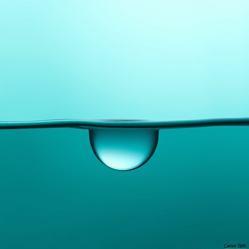 Create a stylized water droplet illustration in soft teal color, with smooth gradients and minimalistic design, using a Canon EOS R5 with a 50mm lens at f/2.8, ISO 100, shutter speed 1/250s, natural light from the side for enhanced depth and texture.