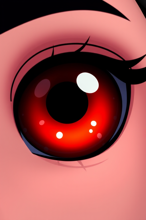 Create a high-resolution animation of stylized cartoon eyes with dark red irises and glossy highlights, using a DSLR camera at f/1.8 aperture, ISO 100, 50mm lens, overhead view, soft lighting, and vibrant colors to enhance the overall quality.