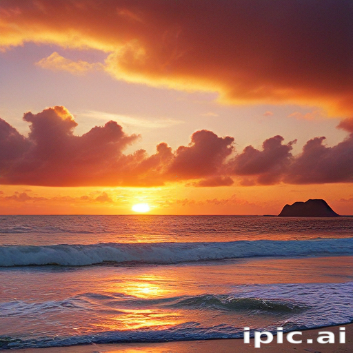 Stunning Sunset Over the Ocean with Vibrant Colors and Clouds