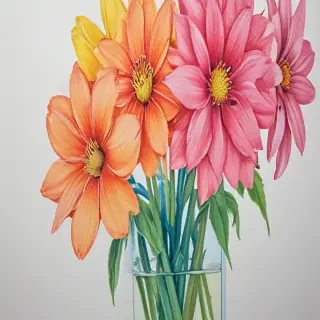 flower drawings color