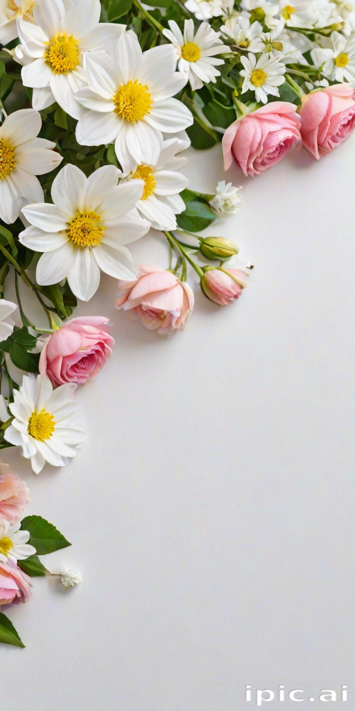 white background with flowers