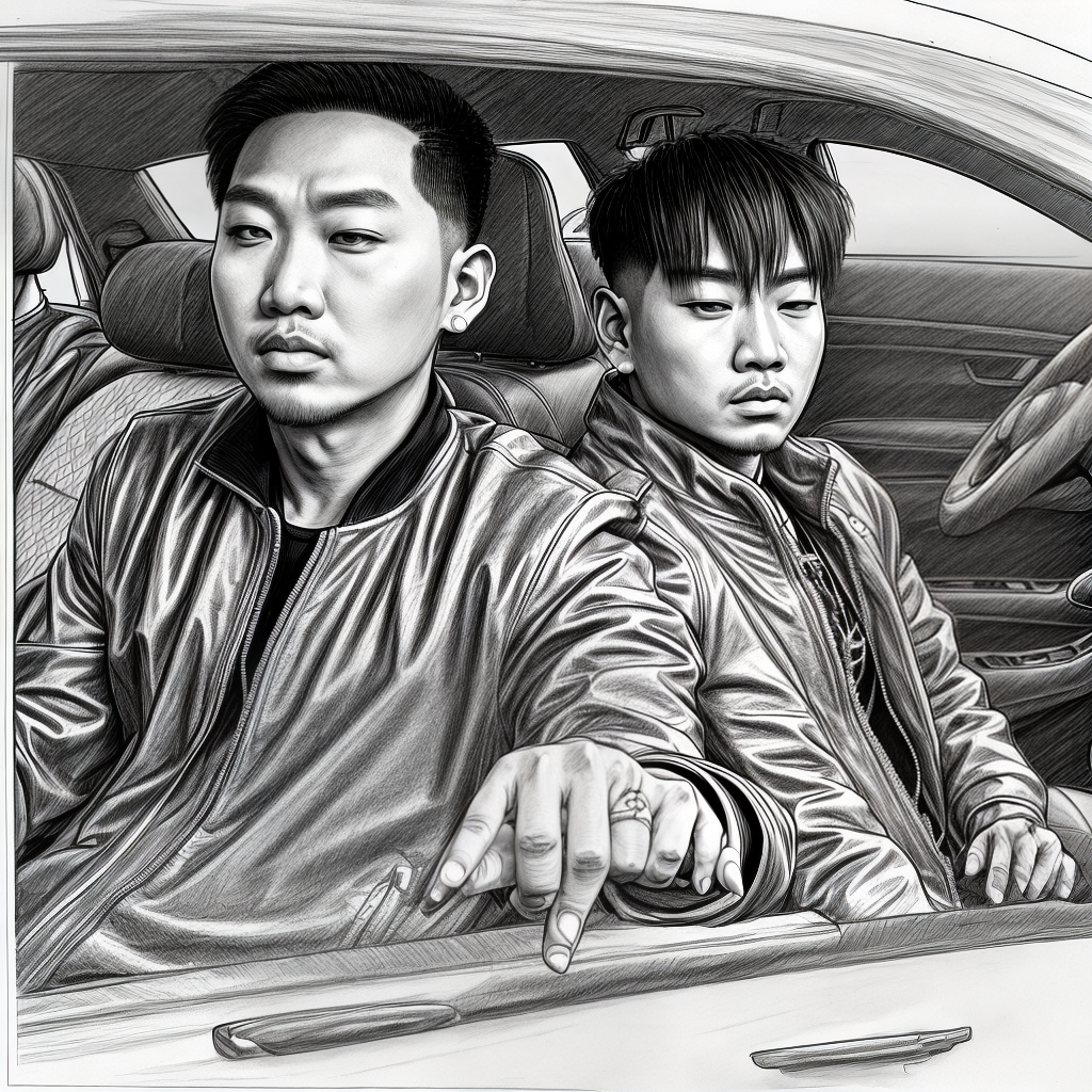 Cartoon Asian Rapper ASIAN RAPPER IS OPENING BOTTLE OF SHAMPAGNE AND SITING IN THE CAR ...