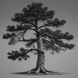 pine tree clipart black and white