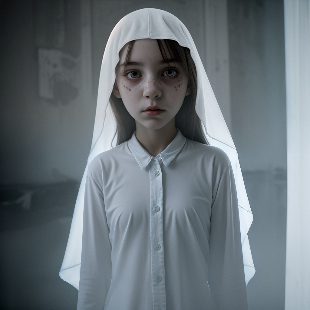 A Hauntingly Serene Portrait of a Girl in a White Veil