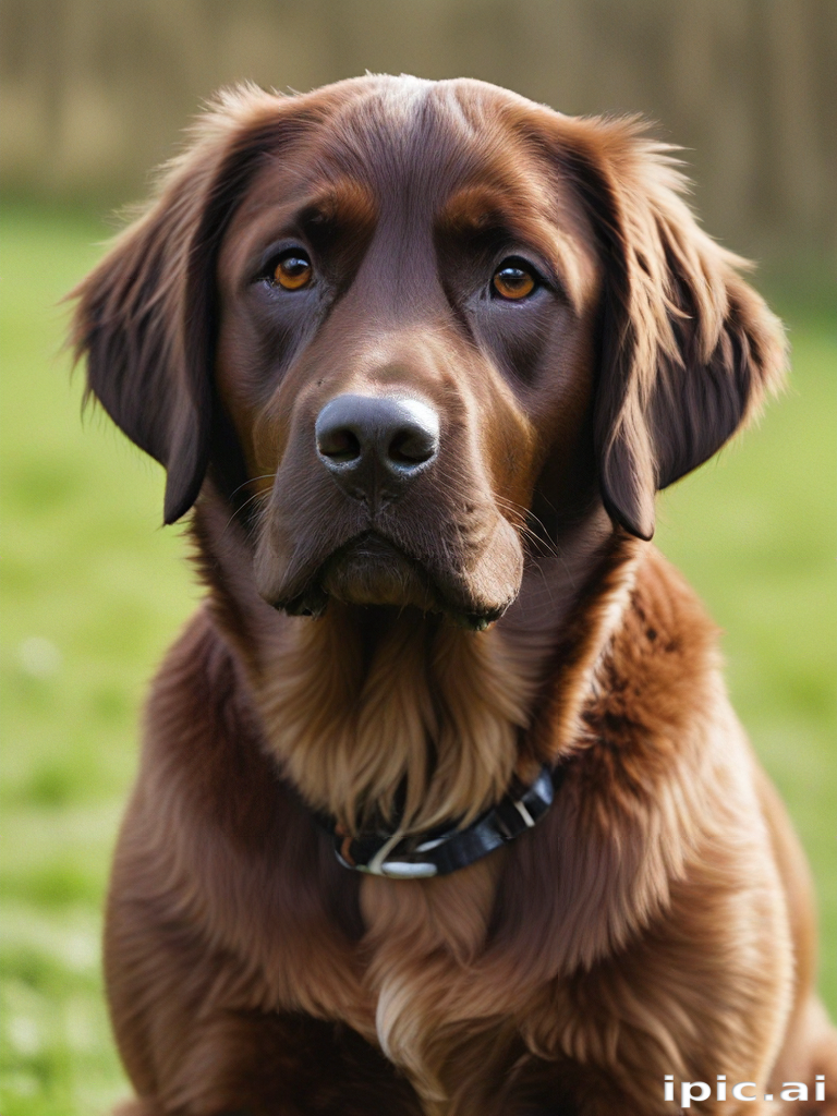A Beautiful Brown Dog Sitting Gracefully in a Lush Green Field.
