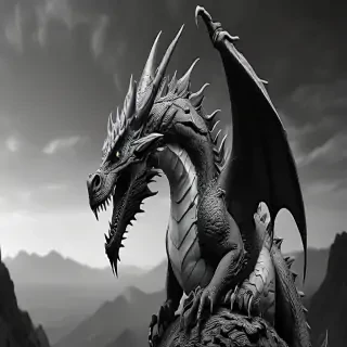 dragon black and white