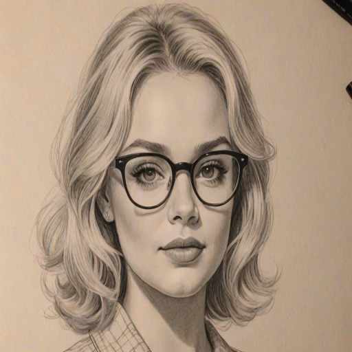 Bewitching Natalie Alyn Lind, pencil sketch, portrait of Delightful woman 1958s in glasses, hair style beatnik, outline, clear lines, fine lines, 8k