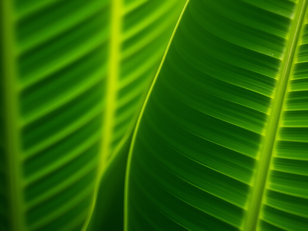 Tropical green leaves close-up photography, f/2.8 aperture, ISO 100, 50mm lens, natural light, macro perspective, DSLR camera.
