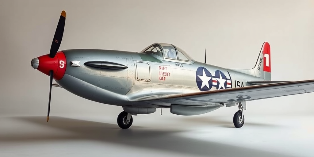 high-resolution side view of a vintage fighter plane with detailed features, soft lighting, 35mm lens, f/2.8 aperture, ISO 100, captured in RAW format, studio photography style