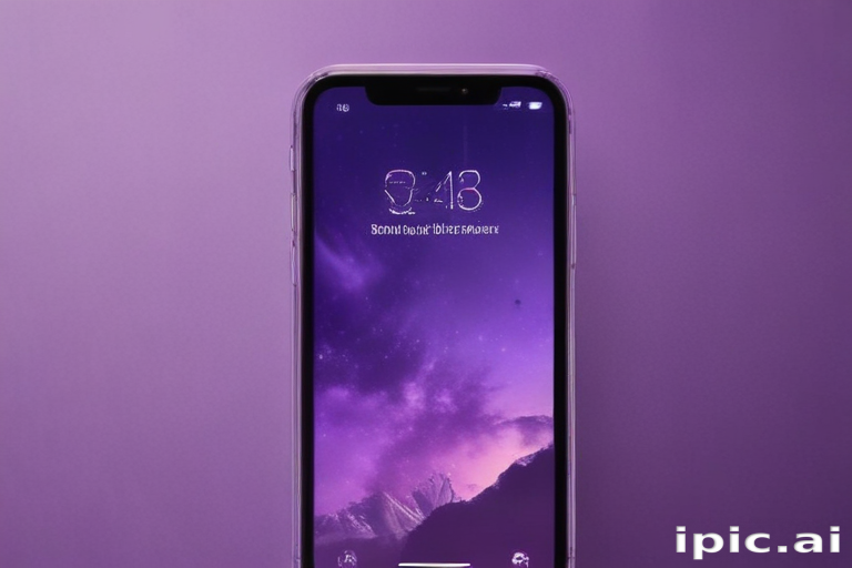 Stunning Purple Background with a Modern Smartphone Displaying the Time