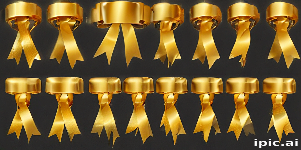 Simple Tail For Ribbon Collection of Elegant Golden Ribbons with Flowing Tails for Decorative Use