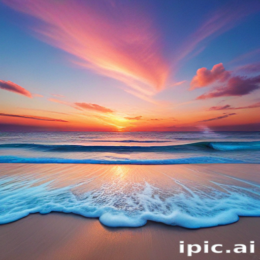 Vibrant Sunset Over Calm Ocean Waves Reflecting a Beautiful Sky