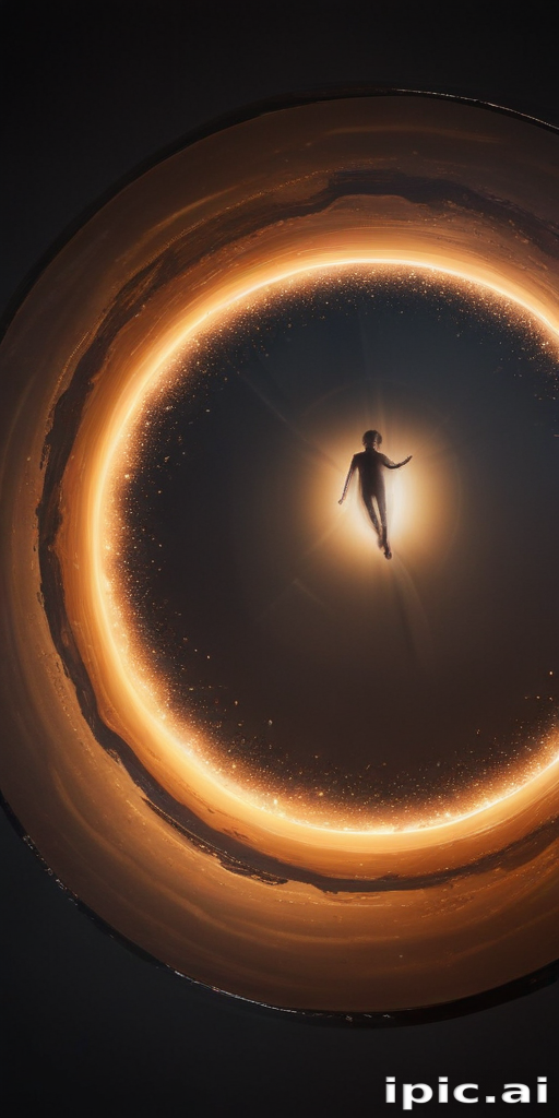Exploring the Boundless Universe: A Figure Amidst Cosmic Light and Energy
